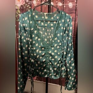 Free People Green Floral Top